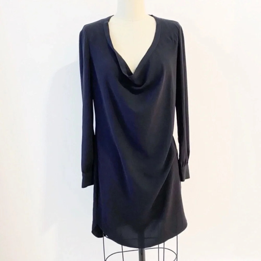 Haute Hippie Cowl Neck Mini Long Sleeve Mini Dress Small Silk